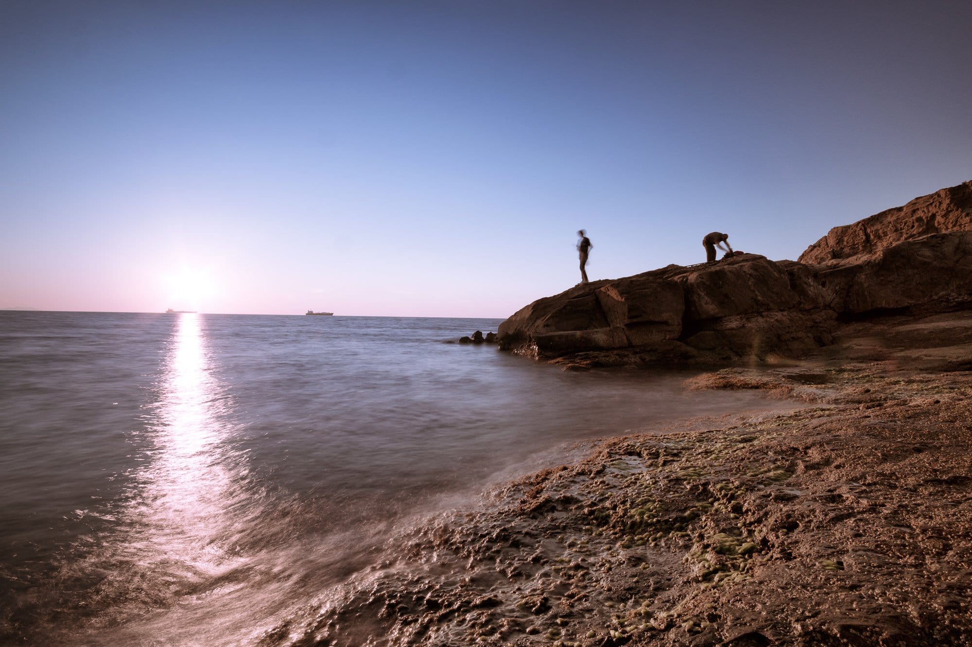 Fischer am Meer in der Nähe von Livorna, Toskana